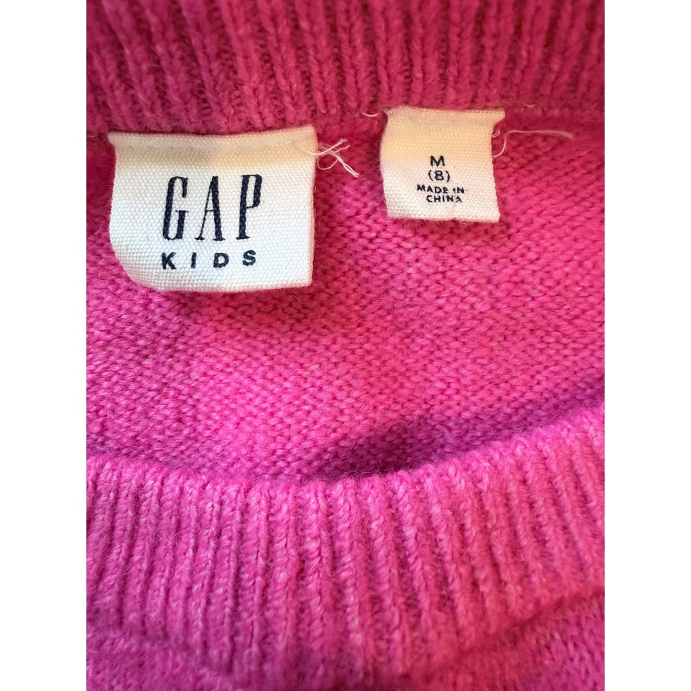 Gap Kids Girls Ombre Striped Knit Sweater Pink Purple White Crew Neck Pullover - Picture 7 of 7